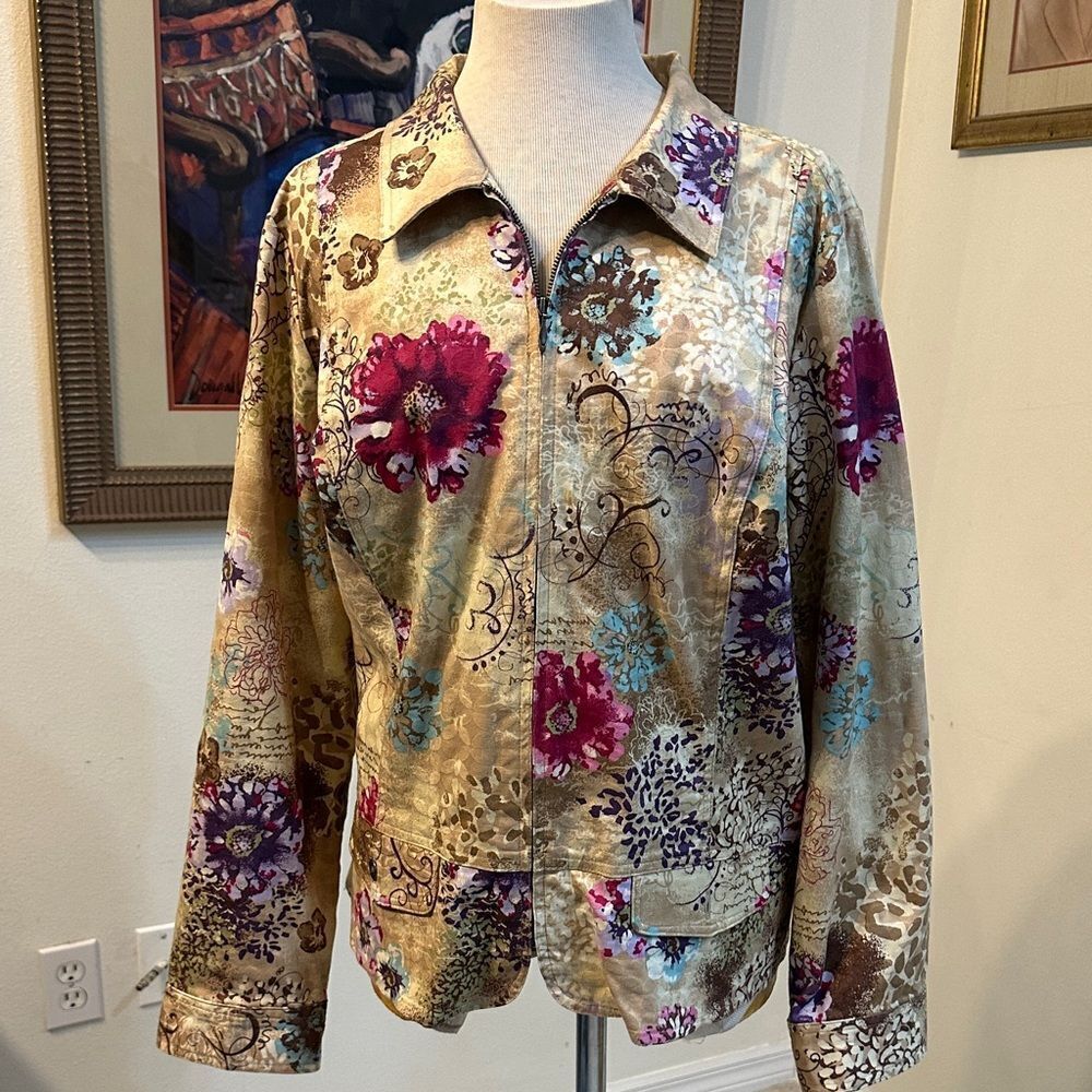Christopher & Banks Big Floral Patterned Jacket Size XL